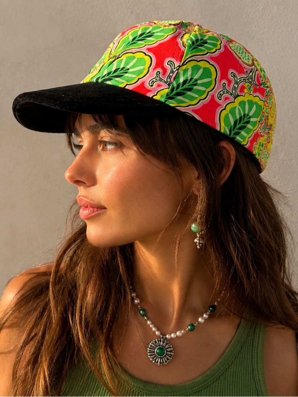 YESTADT MILLINERY  PONYBOY FLORAL BASEBALL CAP HAT